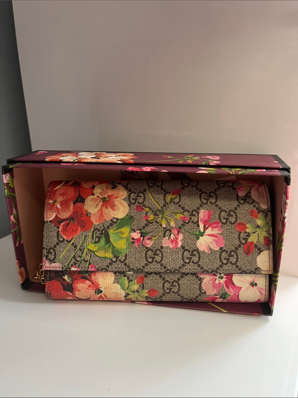 Gucci Floral GG Canvas Continental Wallet - Pink, Green, Tan